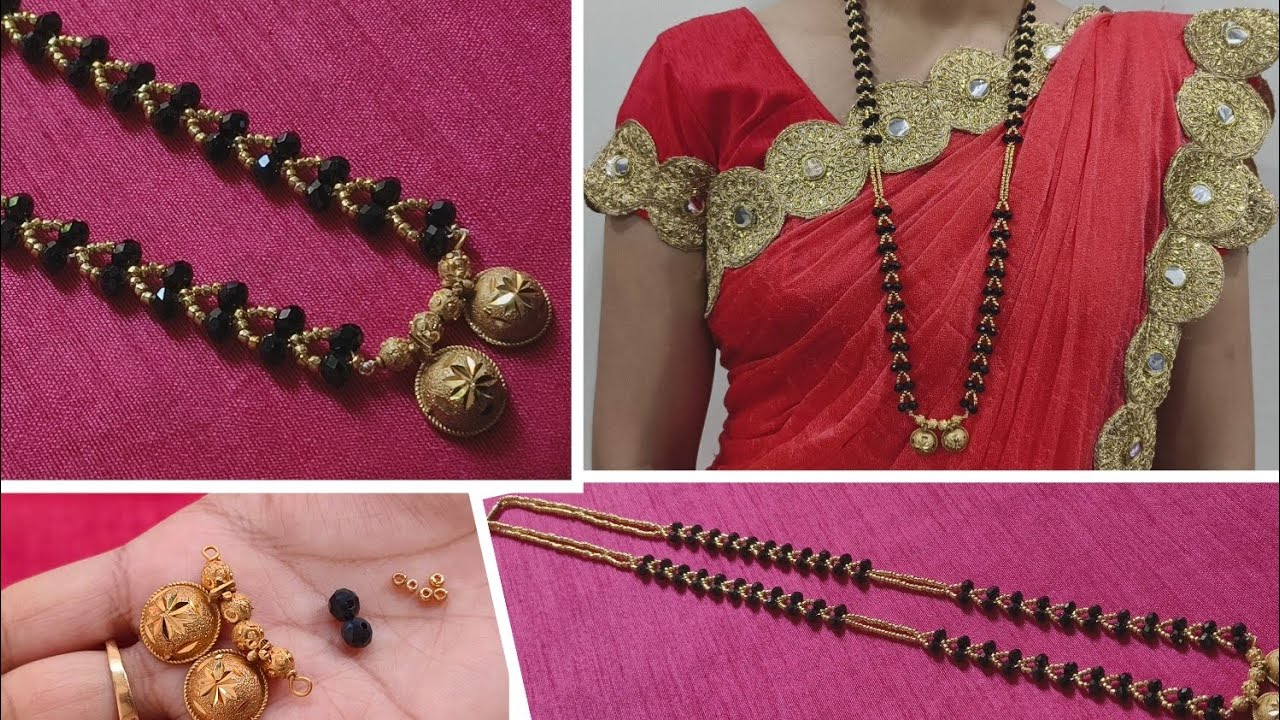 Manglsutra making at home new design,Long mangalsutra making Mangalsutra chain making मंगलसूत्रगूथे