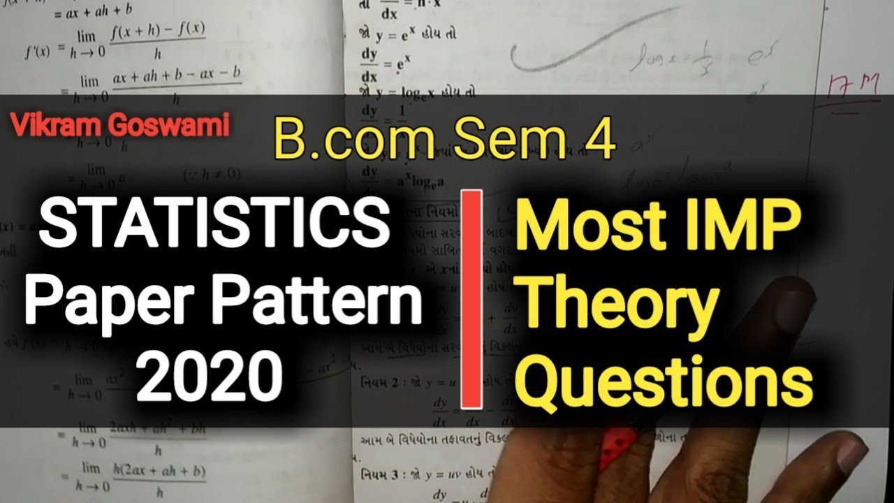 STATISTICS | Paper Pattern and Most IMP Theory 2020 | B.com Sem 4