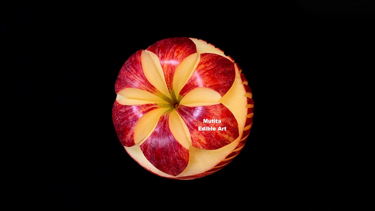 Apple | Periwinkle Simple Flower | Beginner Lesson 138 | By Mutita Art Of Fruit & Vegetable Carving