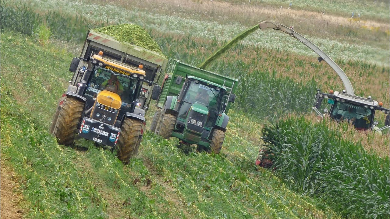 Влажный кукурузный силос на холме [ Claas Jaguar 860, JCB, Tatra и 3x Case IH & John Deere ] 2018