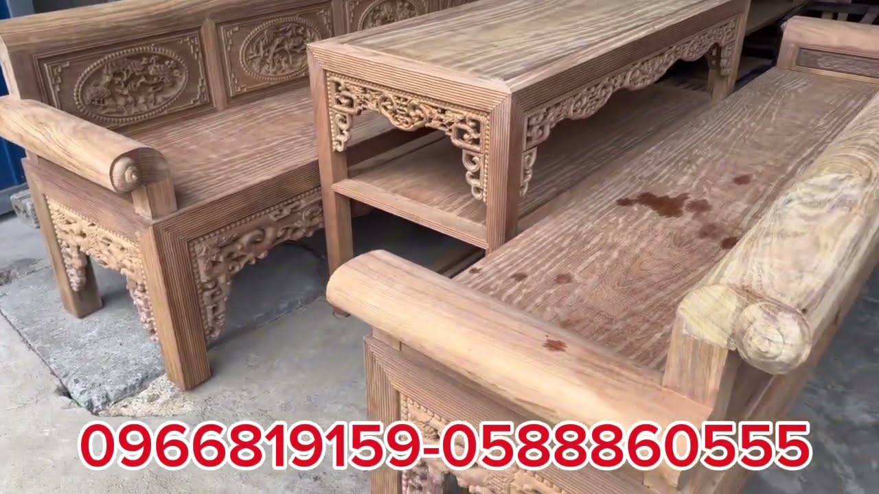 Trường kỷ gỗ lim xanh chân ghế 13 chỉ dài 2m37 bàn chân 9 chỉ 61x1m37 hàng dày dặn chắc chắn
