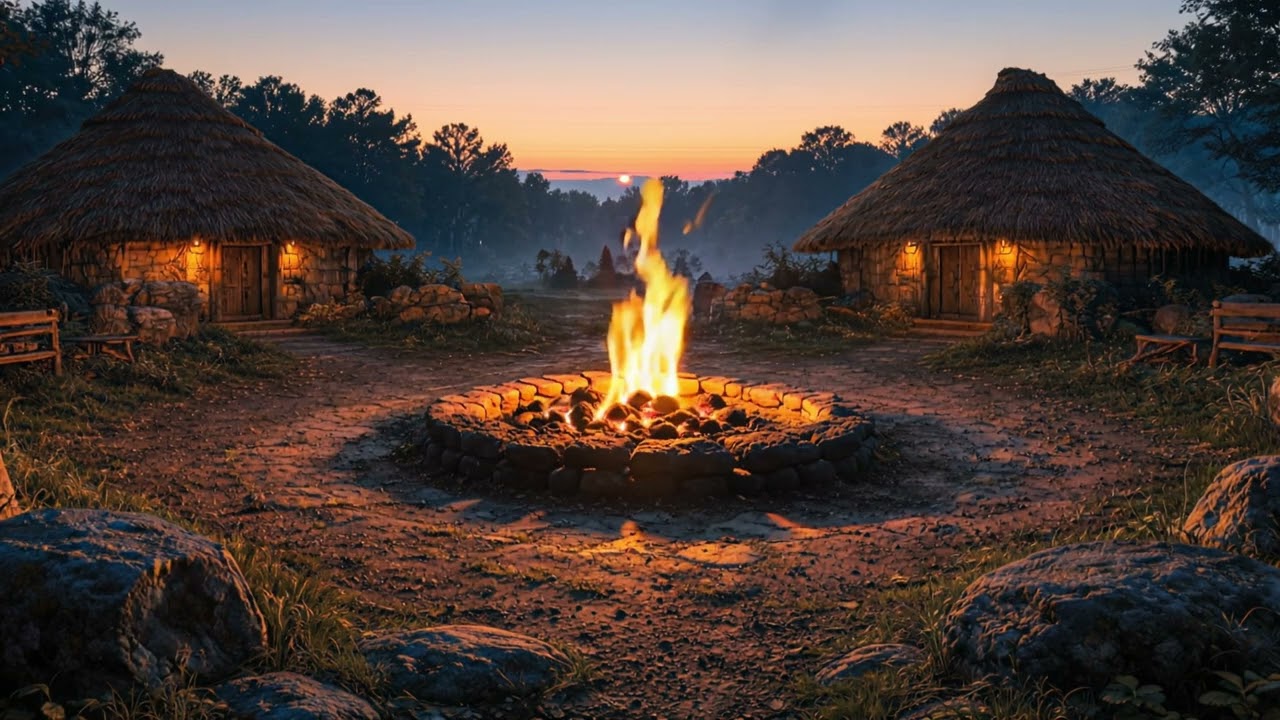 🌿🔥 Celtic Ambience | Sunrise Village Hearth | Cozy Mythic Relaxation