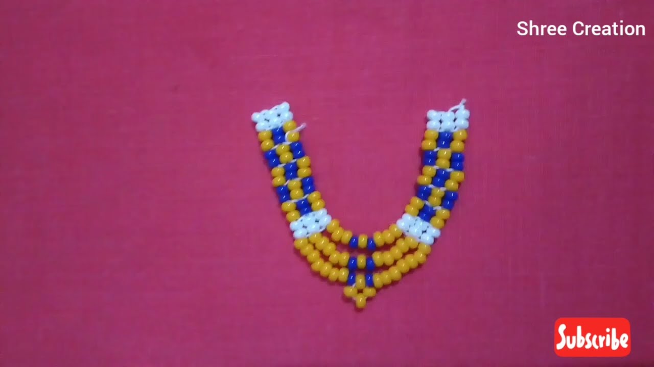How to make handmade Thakorji(lalan)kanth three layers moti Malaji(Shringar) in orange n blue colour