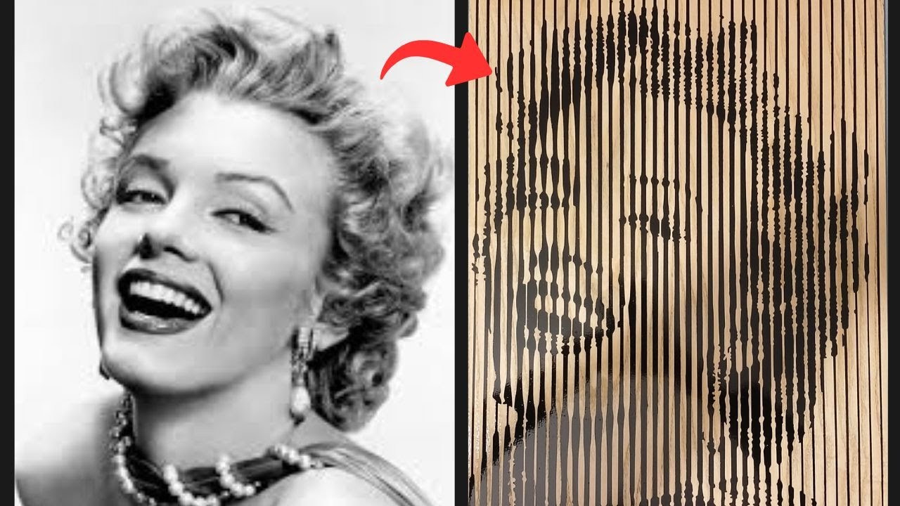Marilyn Monroe on Wood! Unique Wall Art Made with Ash Veneer, Black Resin & Laser Cutting