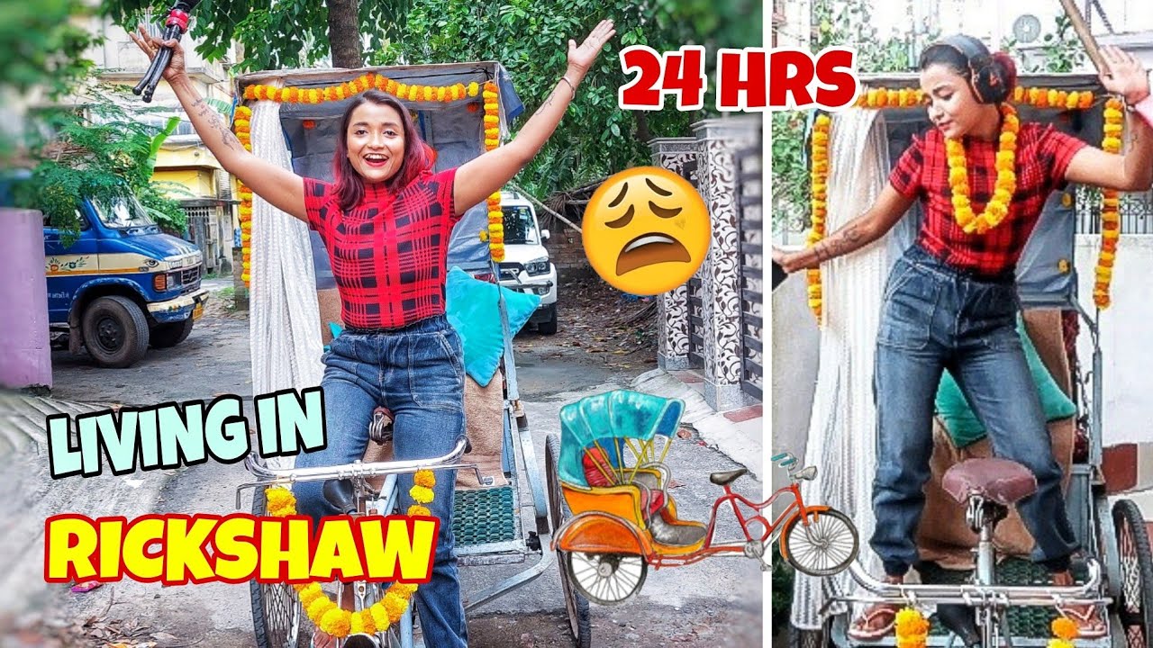Living in RICKSHAW for 24 HOURS Challenge - Overnight ALONE in RICKSHAW on ROAD - *SCARY AF* India