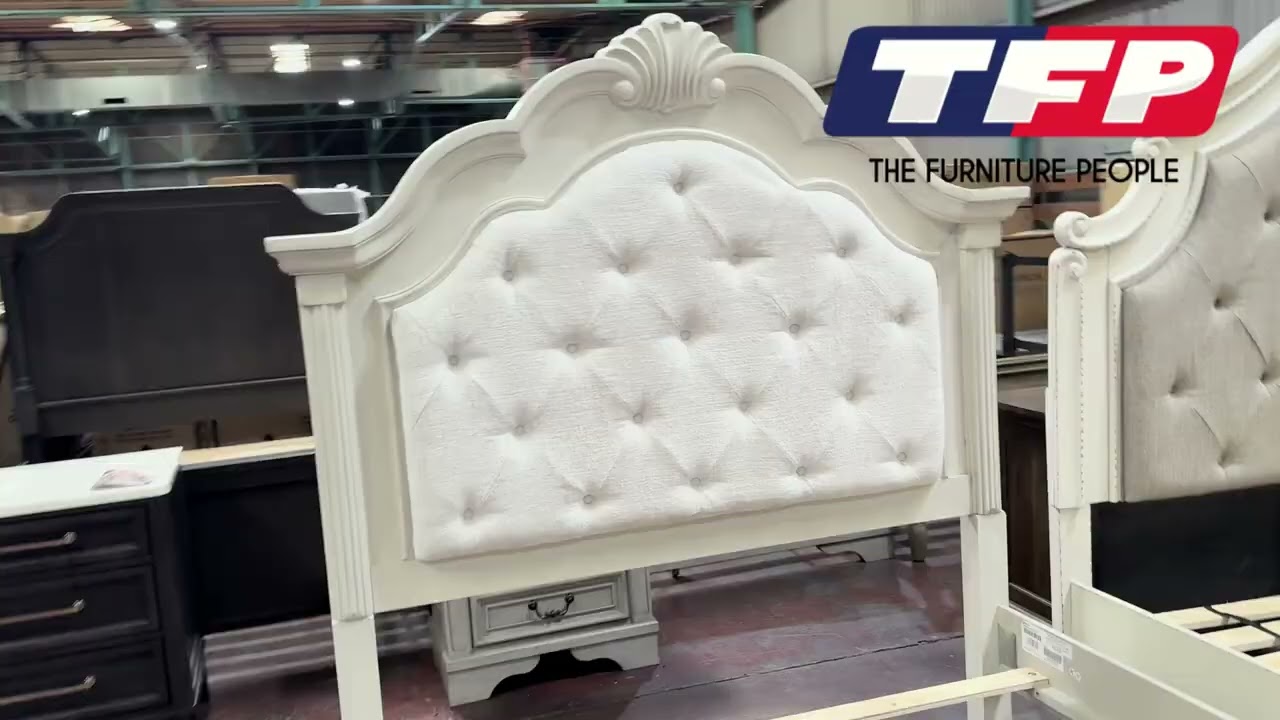 Traditional White Solid Wooden Bed Frame with Tufted Upholstered Bed Head - Dandenong