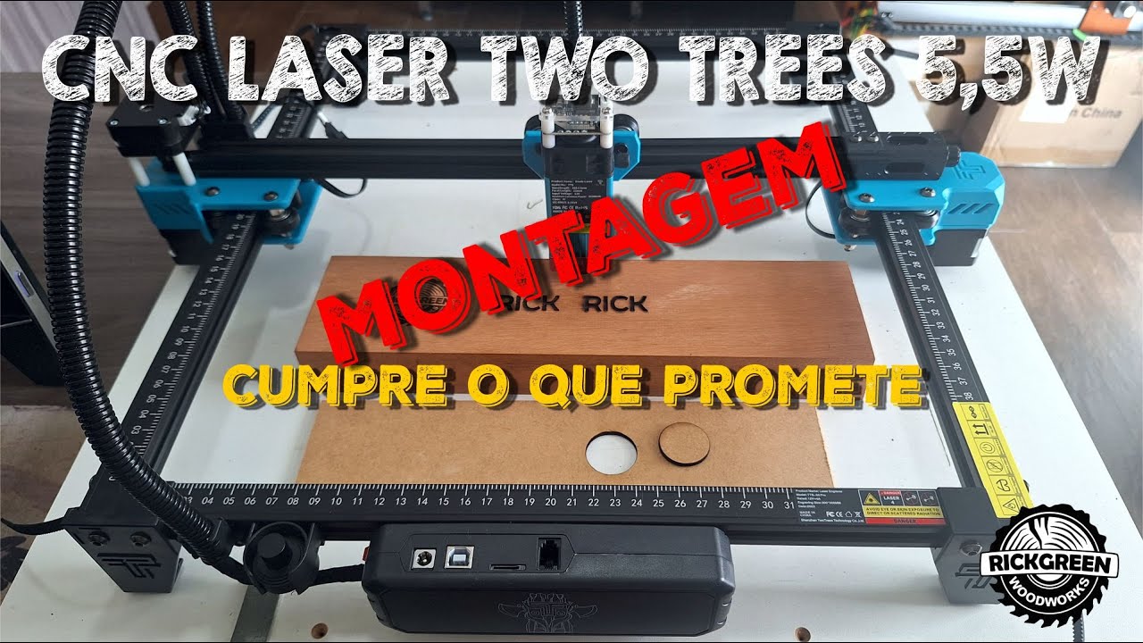 CNC Laser Two Trees TTS 55 Pro - Gravadora de 5,5W disponível no Brasil cumpre a missão. (Montagem)