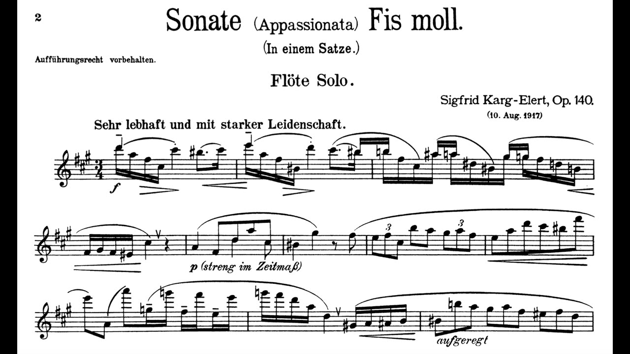 S. Karg-Elert - Sonata Appassionata for Solo Flute (w/ Score)