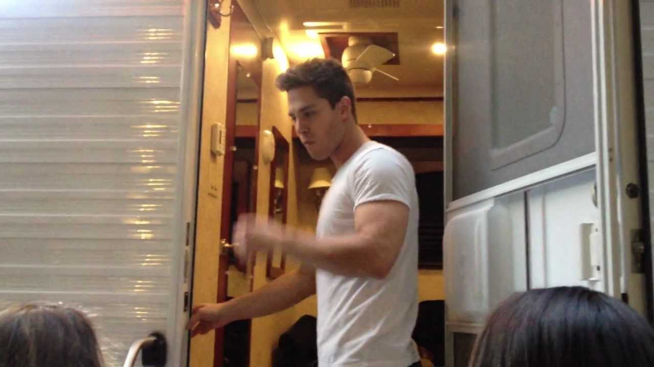 Dean Geyer greets fans on the set of GLEE in NYC