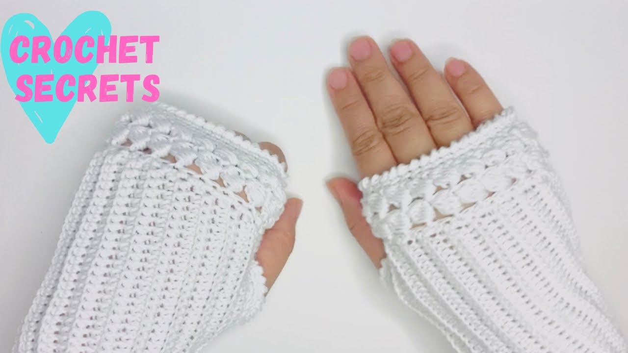Fingerless crochet gloves free pattern ،طريقة عمل جوانتي بدون أصابع #crochetsecrets #كروشيه