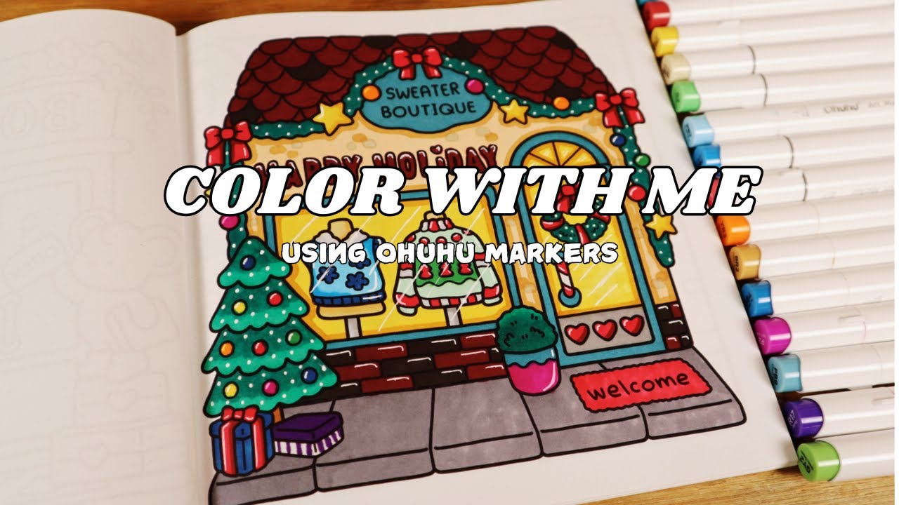 Color with me (ASMR) Little Corner by Coco Wyo using Ohuhu markers