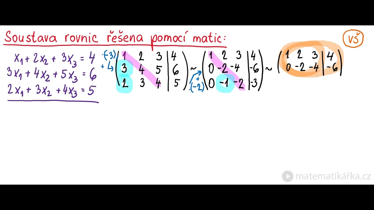 Soustava rovnic řešená pomocí matic