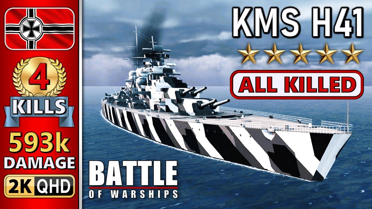 BATTLE OF WARSHIPS ⚓ H41 : 4 KILLS - 593k DAMAGE 💥