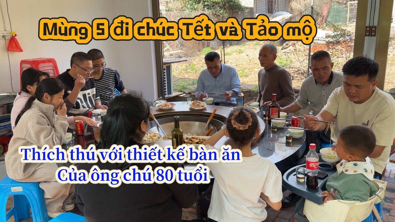 366 🥖 Mùng 5 đi chúc Tết và Tảo mộ, thích thú với thiết kế bàn ăn của ông chú 80 tuổi