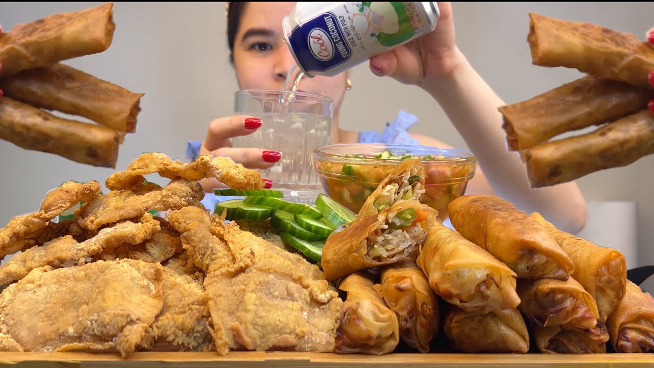 SUPER CRISPY CHICKEN SKIN | LUMPIA GULAY | MUKBANG ASMR | MUKBANG PHILIPPINES | HANIMACE TV