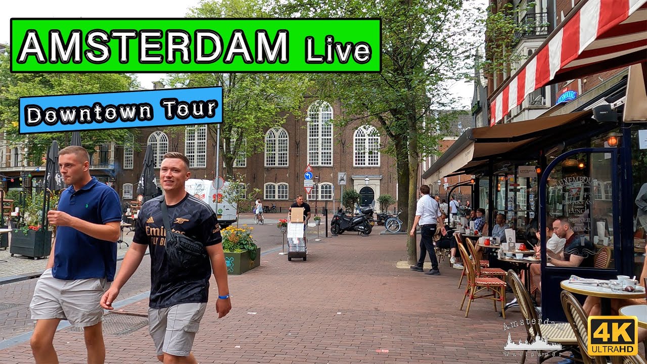 4K Amsterdam Downtown Summer Holiday Walking Tour - During Pride Week - August 2022
