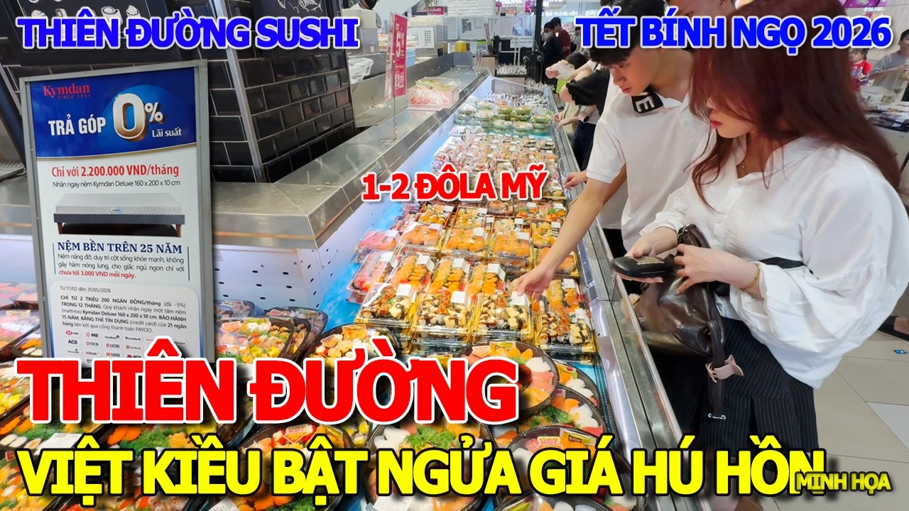 VIỆT KIỀU NGÃ NGỬA SIÊU THỊ HÀNG NGÀN MÓN ĂN 1-2 ĐÔLA NGON BỔ RẺ HƠN STREETFOOD - THIÊN ĐƯỜNG SUSHI