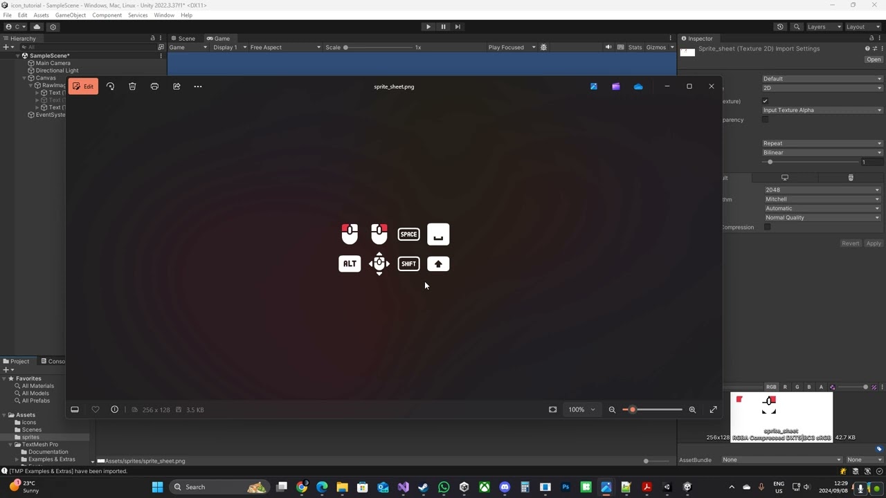 Unity icons in text field, textmeshpro, sprite asset