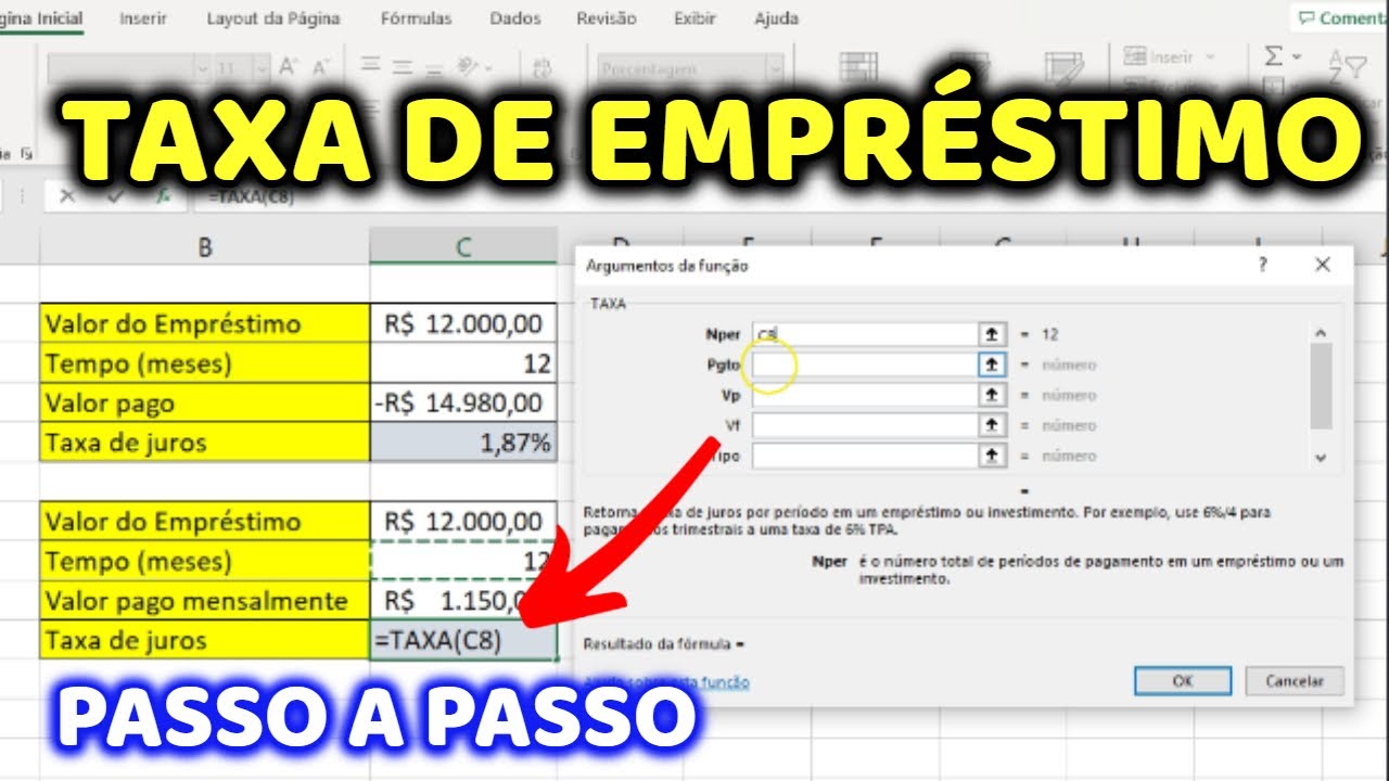 Como Calcular a Taxa de Juros Compostos de um Empréstimo no Excel