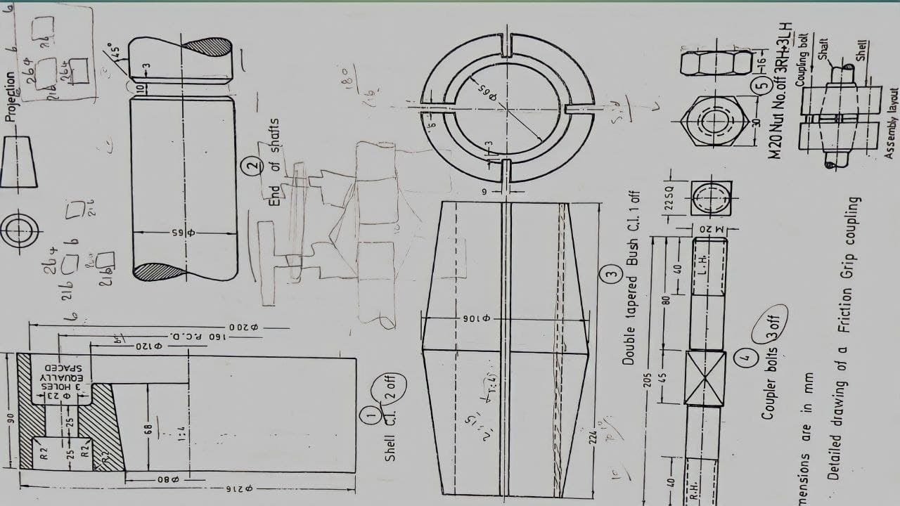 Friction Crip Coupling-كورس الرسم الميكانيكي التجميعي