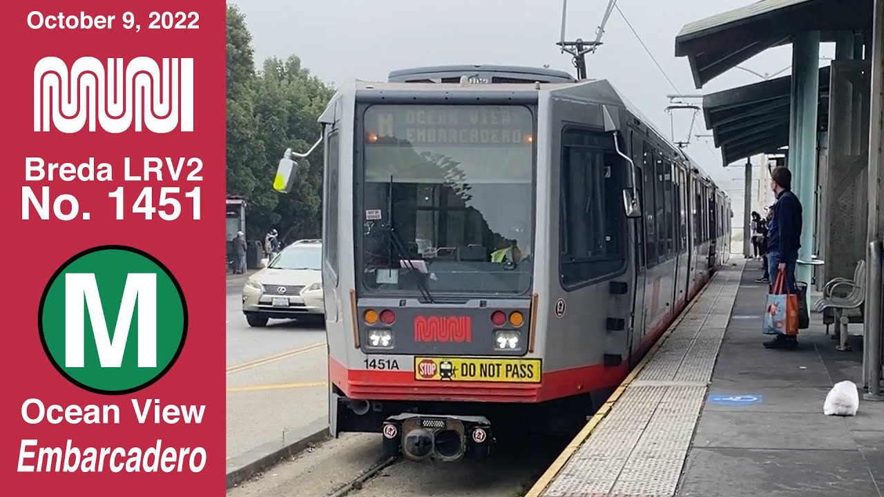 SF Muni Breda LRV2 No. 1451 on M-Ocean View