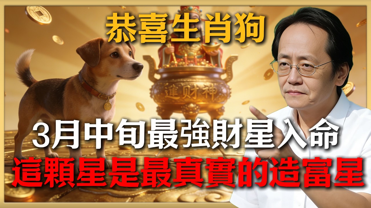 恭喜生肖狗！2026年3月中「左輔」入命，這9天是暴富關鍵，否則2026年財運難有起色！#倪海廈 #命理 #生肖 #運勢
