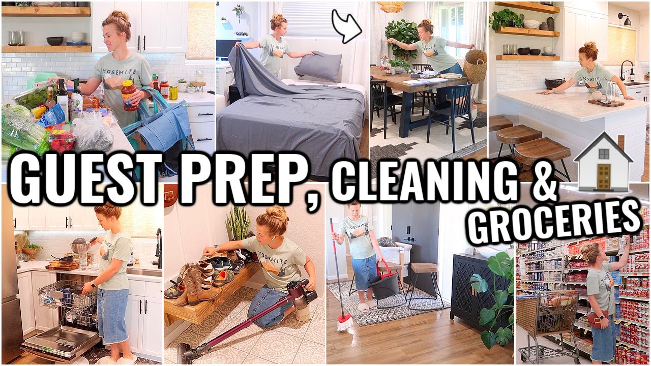 PREPPING FOR GUESTS!🏠 CLEAN, GROCERY SHOP, ORGANIZE & GUEST PREP WITH ME | 2022 CLEANING MOTIVATION