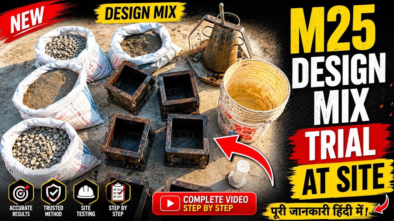 How to do Design Mix Trail at Site in Hindi || M25 Design Mix  Trail at Site Complete P