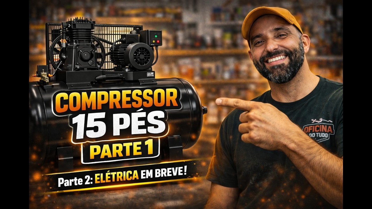 Como Preparar e Montar Compressor 15 Pés (Parte 1): Óleo, Filtros e Duas Linhas de Ar (Sem Erro)