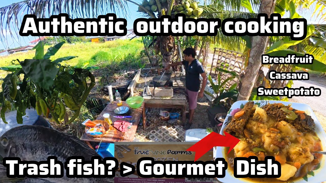   CURRY SWAMP FISH : with Boil down oildown in the garden .