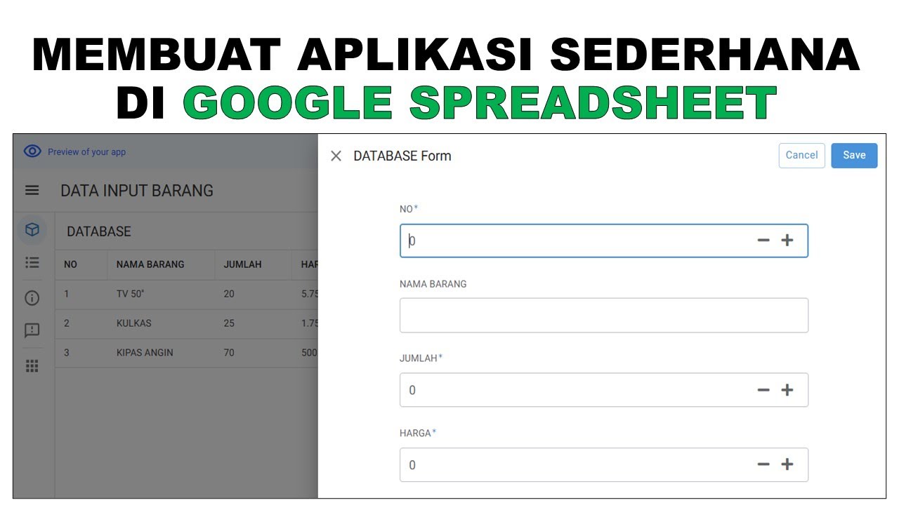Membuat Aplikasi Sederhana Tanpa Coding di Google Spreadsheet