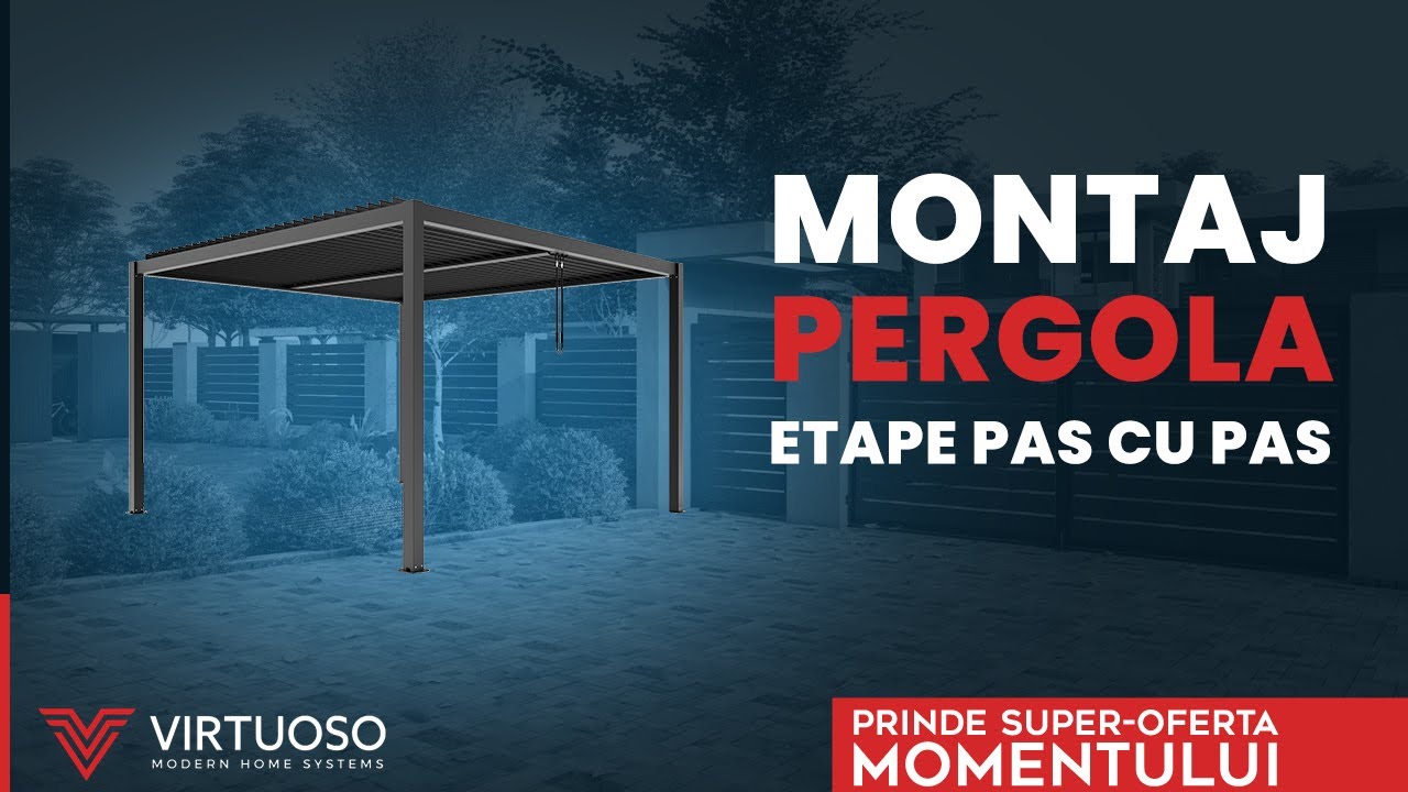 Etape de montaj pergola bioclimatica din aluminiu | Step by step assembly of aluminium pergola