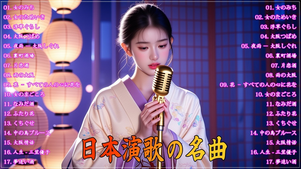 日本演歌 の名曲 メドレー 🔊🎶演歌と共に歩いた日々、哀しみも夢だった🎶女のみち/女のためいき/浮草ぐらし/大阪つばめ/夜雨 － 大阪しぐれ/裏町酒場
