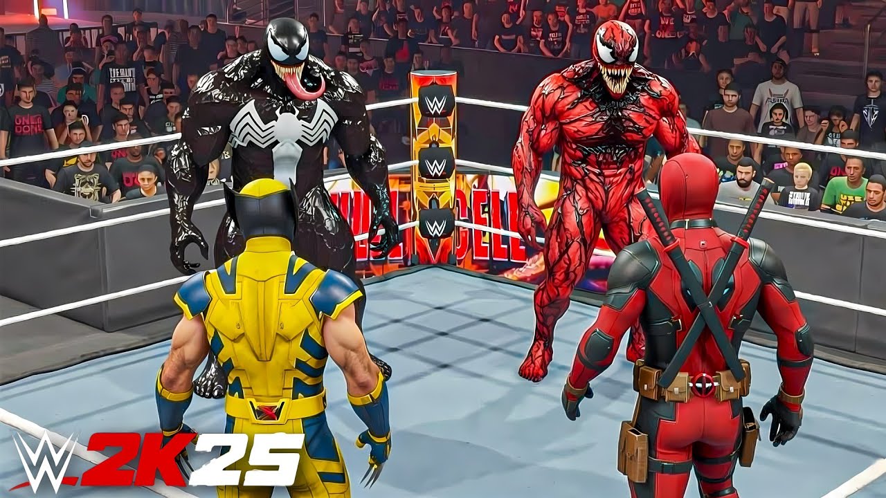 Venom & Carnage Vs Deadpool Wolverine | Tag Team Match - WWE 2K25 