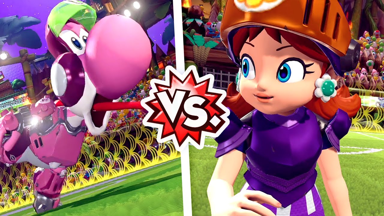 Mario Strikers Battle League - Muscle Yoshi Vs. Knight Daisy