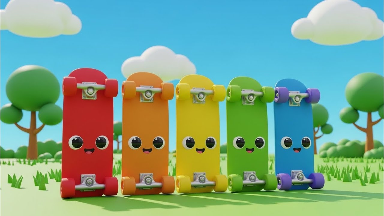 Five Little Skateboards 🛹🎶 | Fun Counting Song for Kids & Toddlers