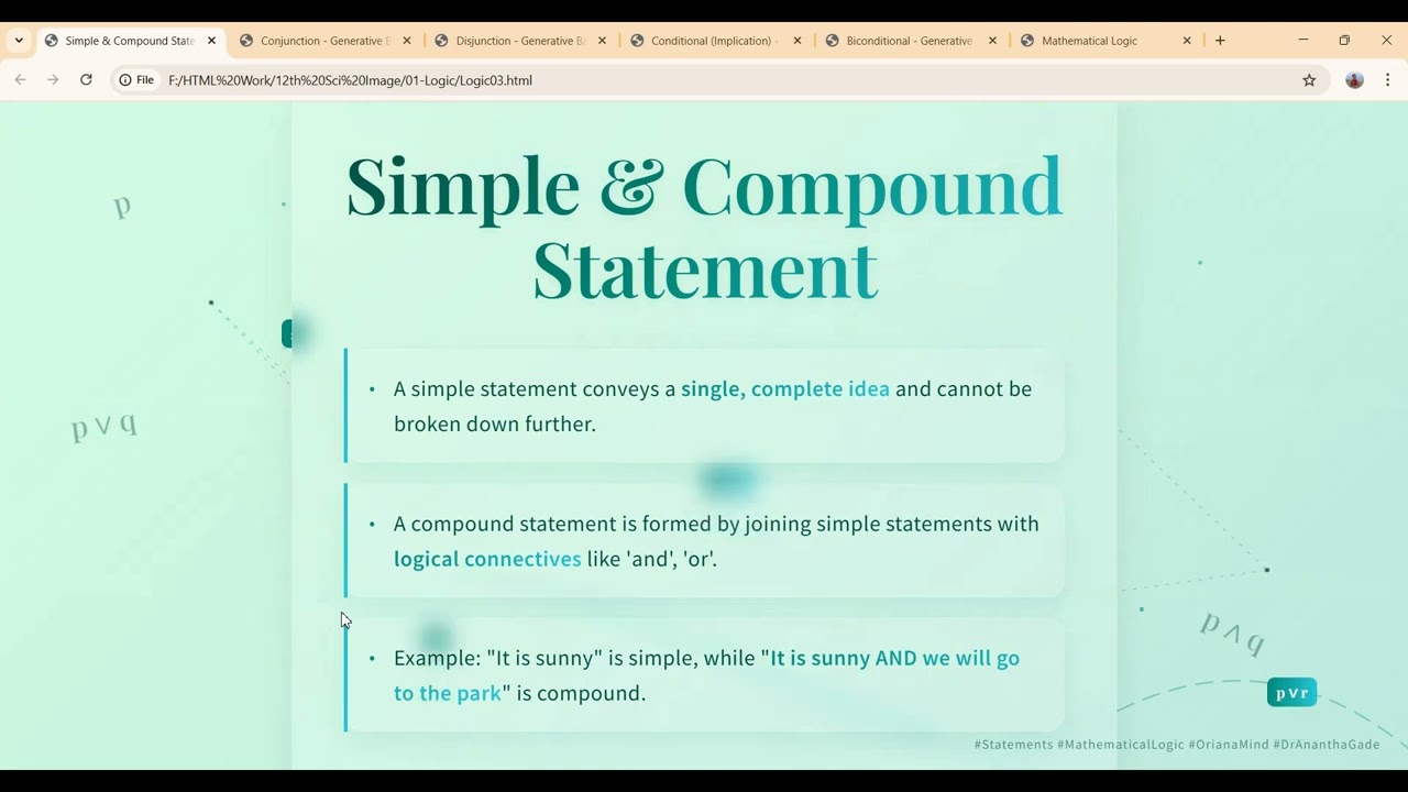 Simple vs Compound Statements | Class 12 Logic in Marathi #shorts