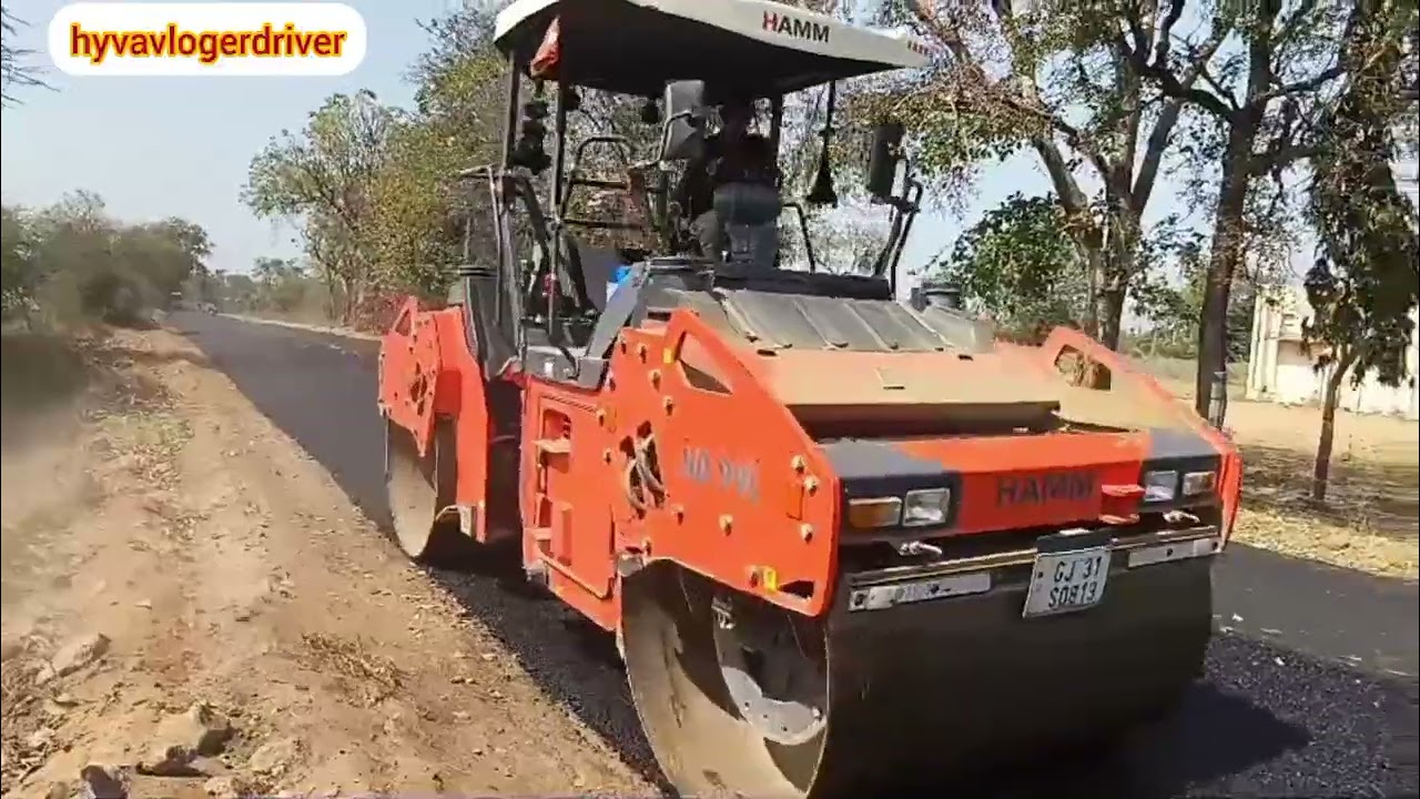 Road making damer road paving himmatnagar road paving#road #construction #roadconstruction #roller 