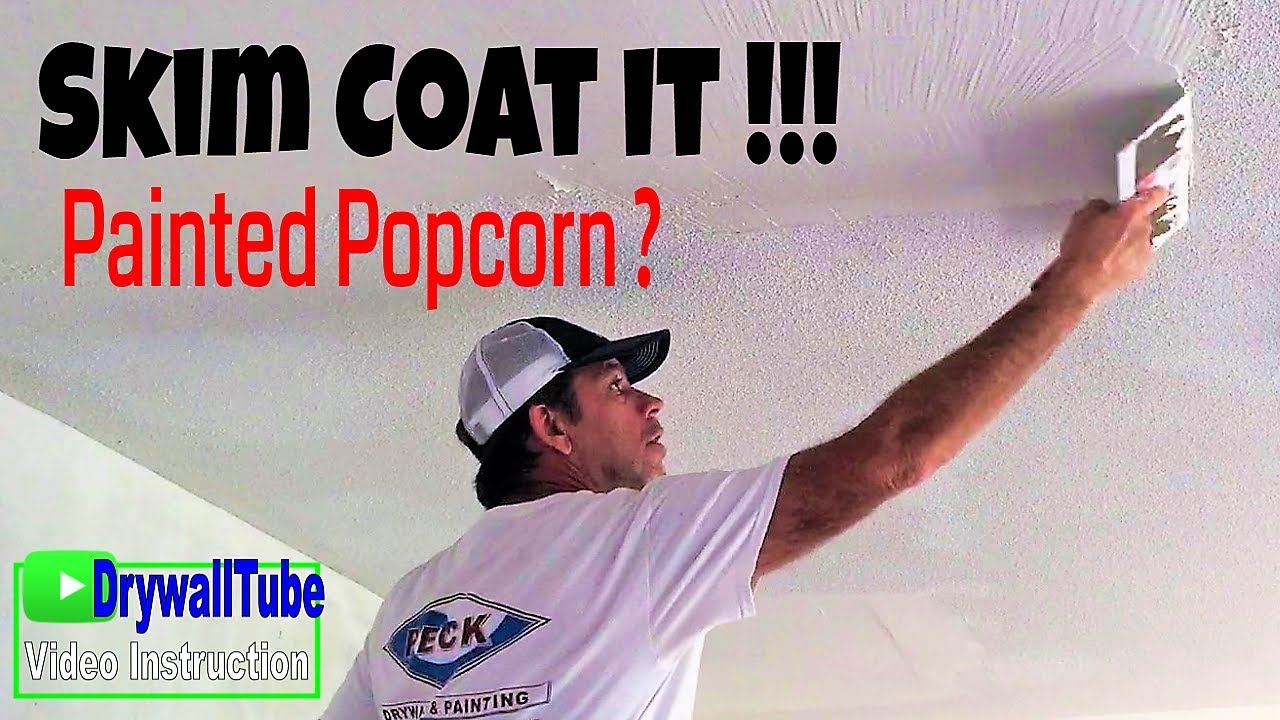 Don't scrape your painted popcorn ceiling. SKIM COAT IT!!!