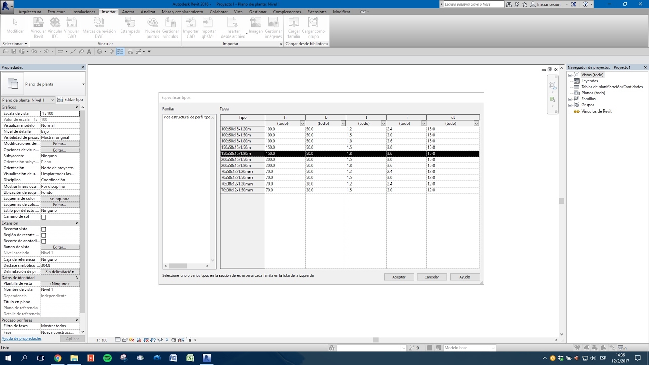 Revit Familias: Viga de perfil C + Catálogo de tipos - PARTE 4
