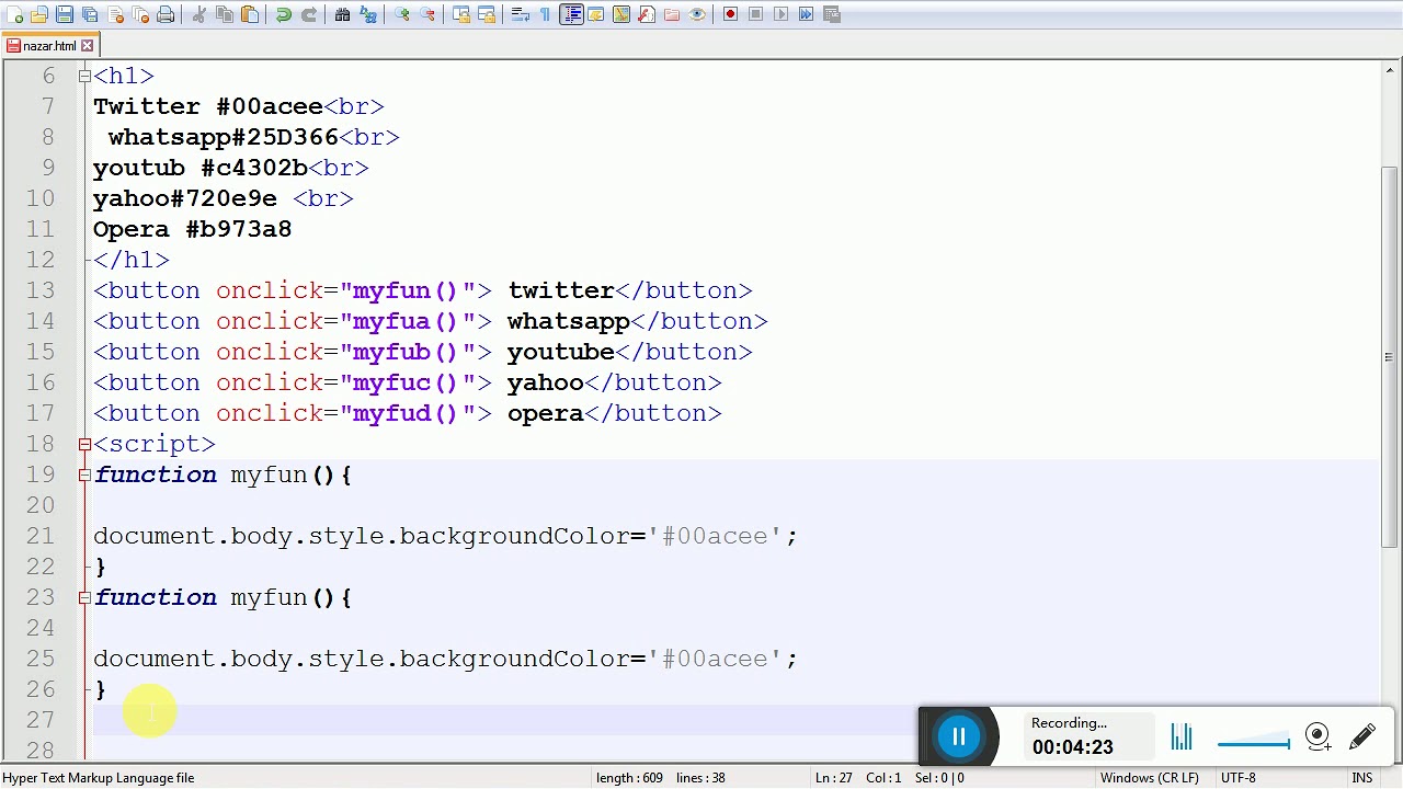 Onclick()  Event in JavaScript by Nazar Ali