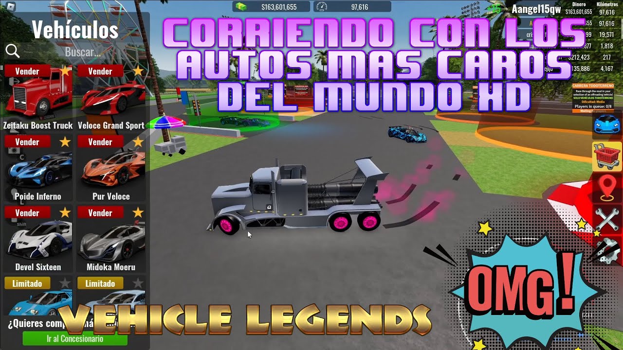 COORIENDO CON LOS AUTOS MAS CAROS  🔥vehicle legends🔥👍