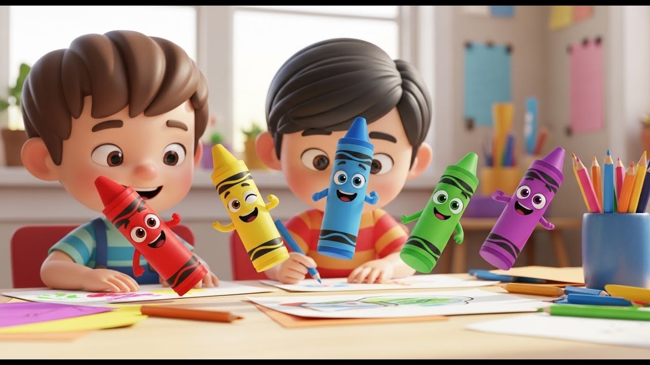 Fünf kleine Buntstifte Farbe Farbe Farbe | Farben lernen & Mal-Lied für Kinder