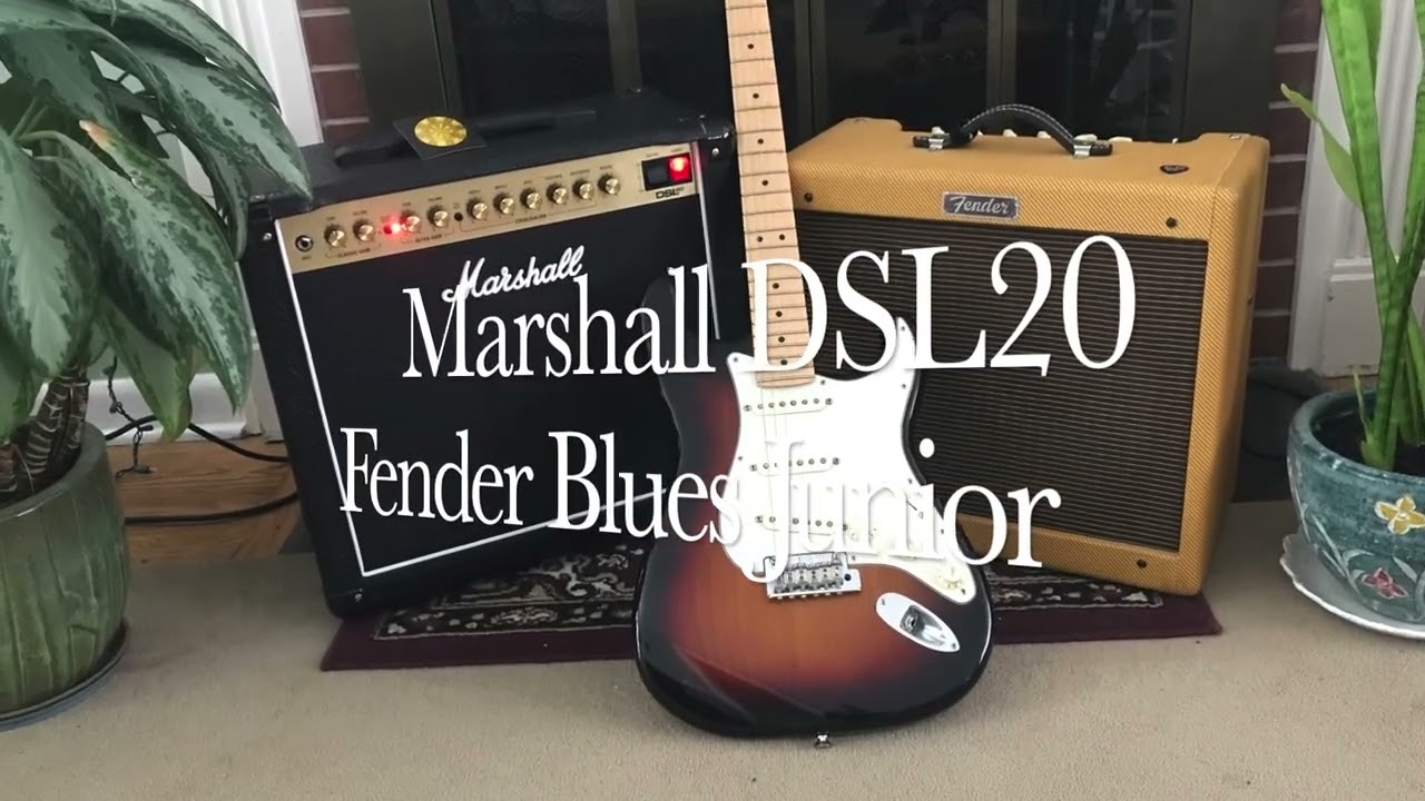 Marshall DSL20 & Fender Blues Jr. - clean and dirty, side by side comparison