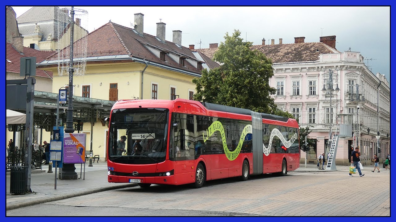 Сочлененный автобус BYD B18 в Мишкольце, Венгрия, на маршрутах 1-1G, 12, 14, 43-44, 53