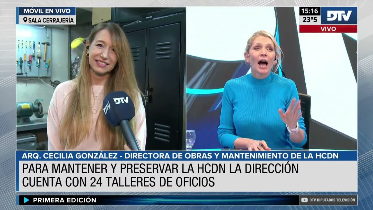 Arq. Cecilia González - Directora de Obras y Mantenimiento de la HCDN en DTV Primera Edición en vivo