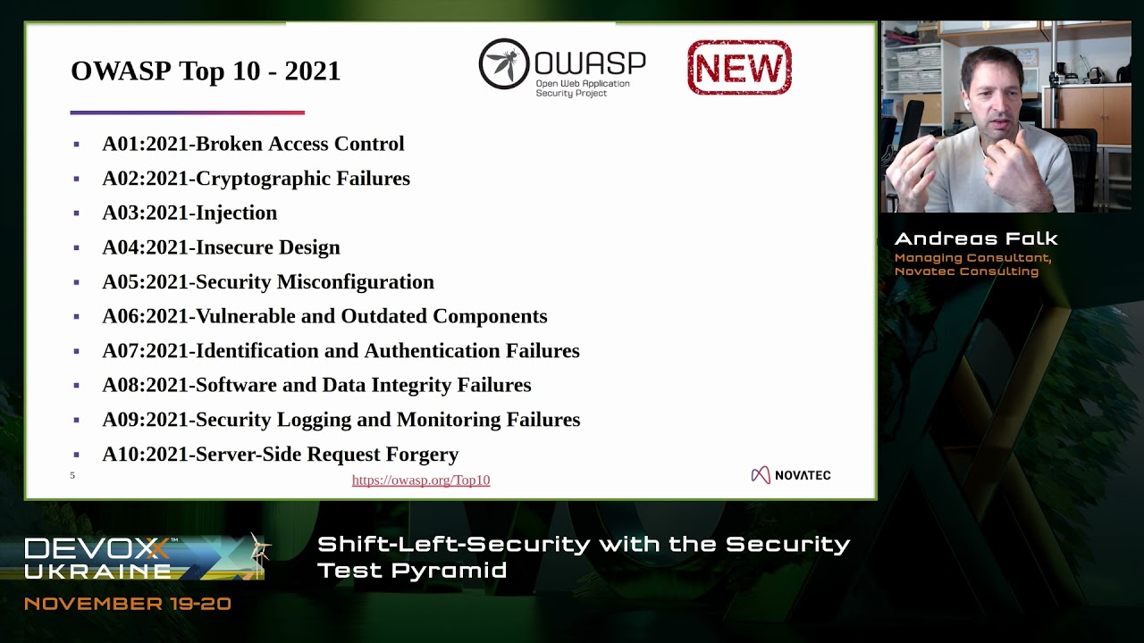 DevoxxUA 2021. Andreas Falk. Shift-Left-Security with the Security Test Pyramid