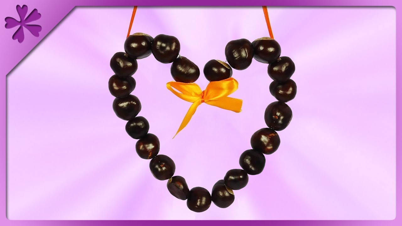 DIY How to make chestnuts heart, autumn decoration (ENG Subtitles) - Speed up #522