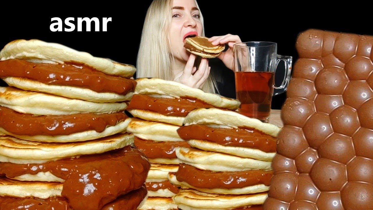 NUTELLA PANCAKE CREPE ASMR | 누텔라 팬케이크 EATING SOUNDS MUKBANG / NO TALKING Nusha ASMR