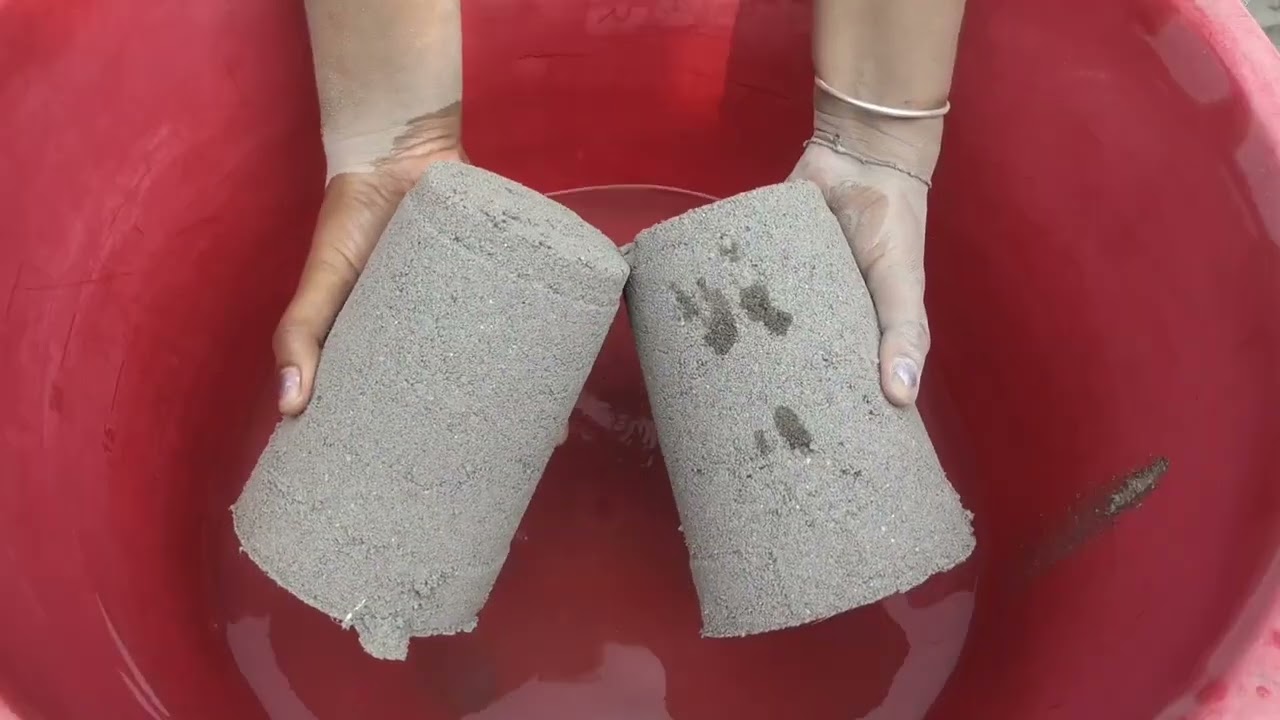 Gritty sand cement crumbling in water 💦 SA ASMR